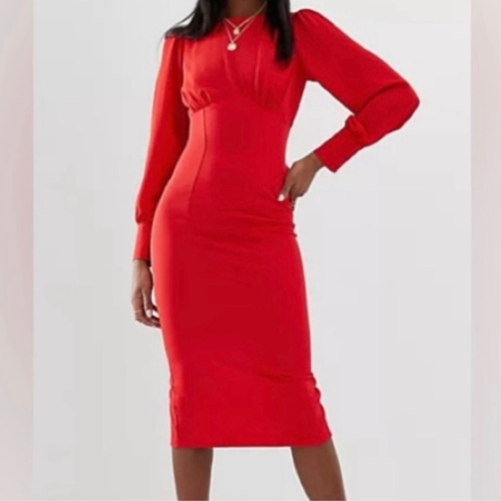ASOS Red Pencil Midi Dress 6